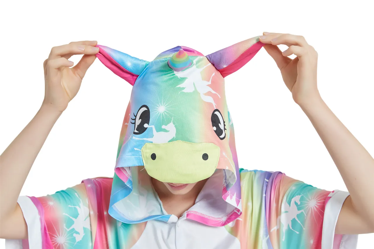 Rainbow Stripes Unicorn Adult Summer Onesie