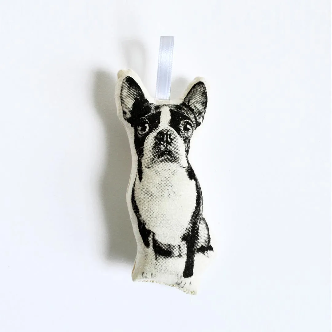 SILKSCREEN BOSTON TERRIER ORNAMENT