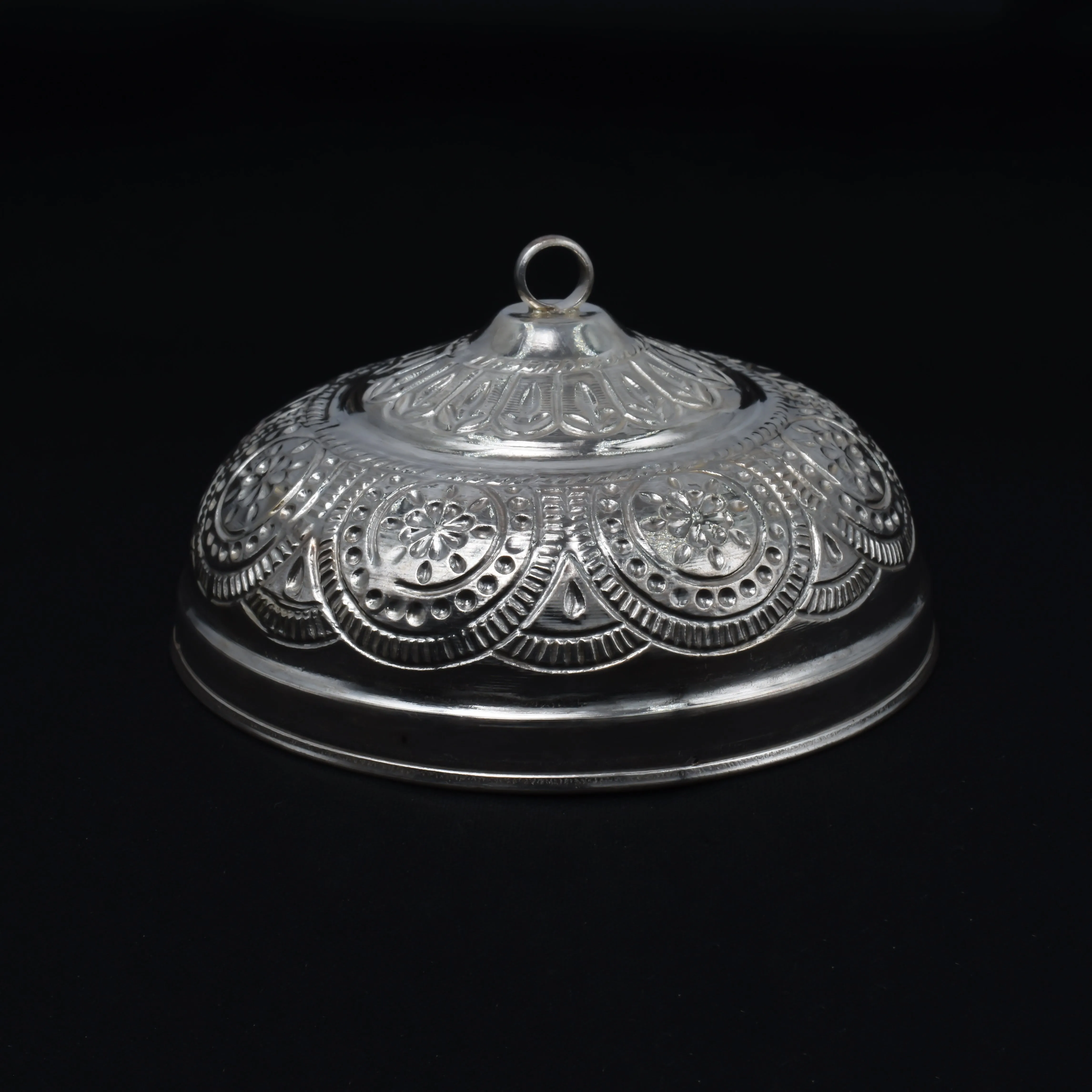 Silver Carved Chattar for God and Temple with Attached Hook