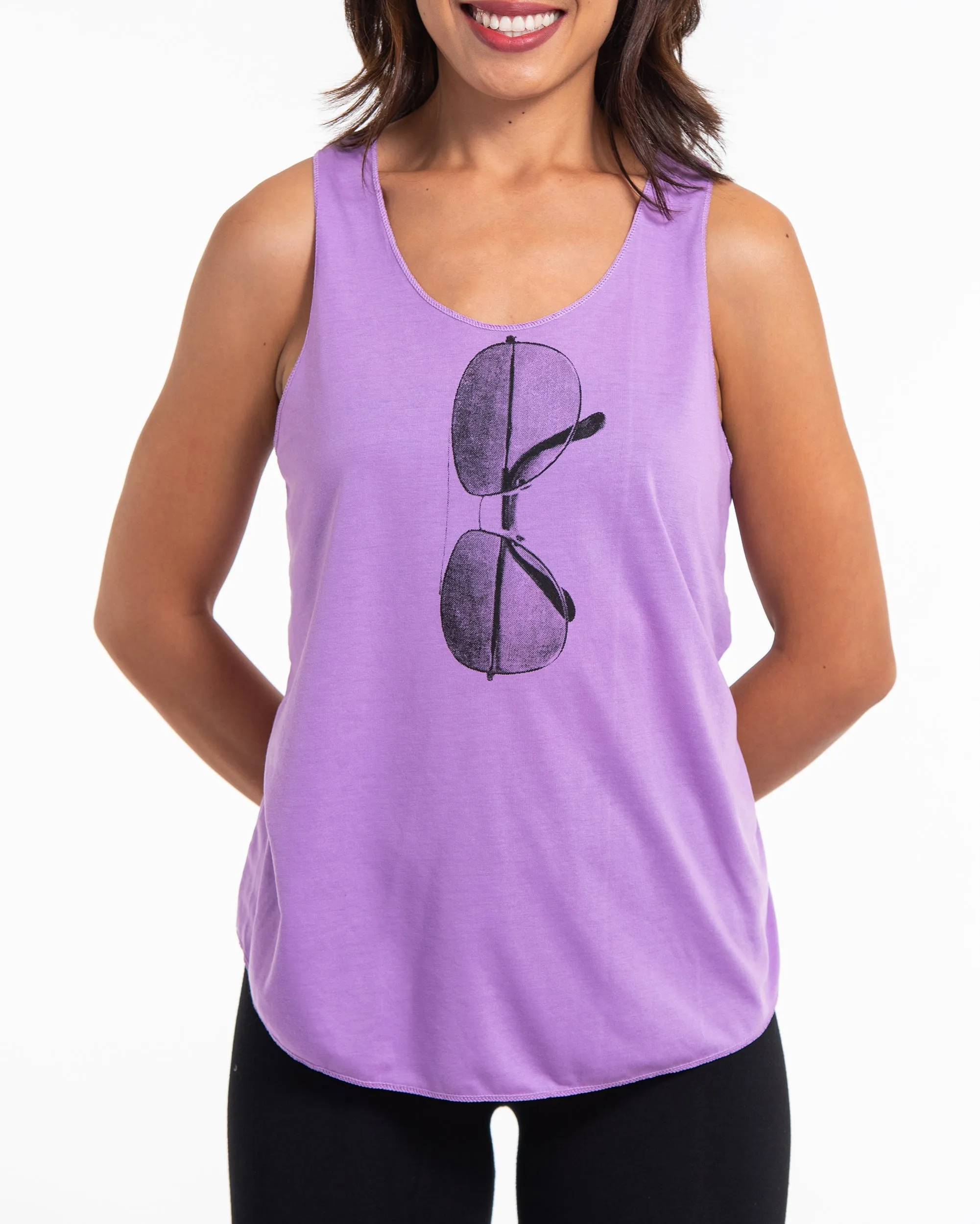 Super Soft Cotton Womens Sunglasses Tank Top in Violet