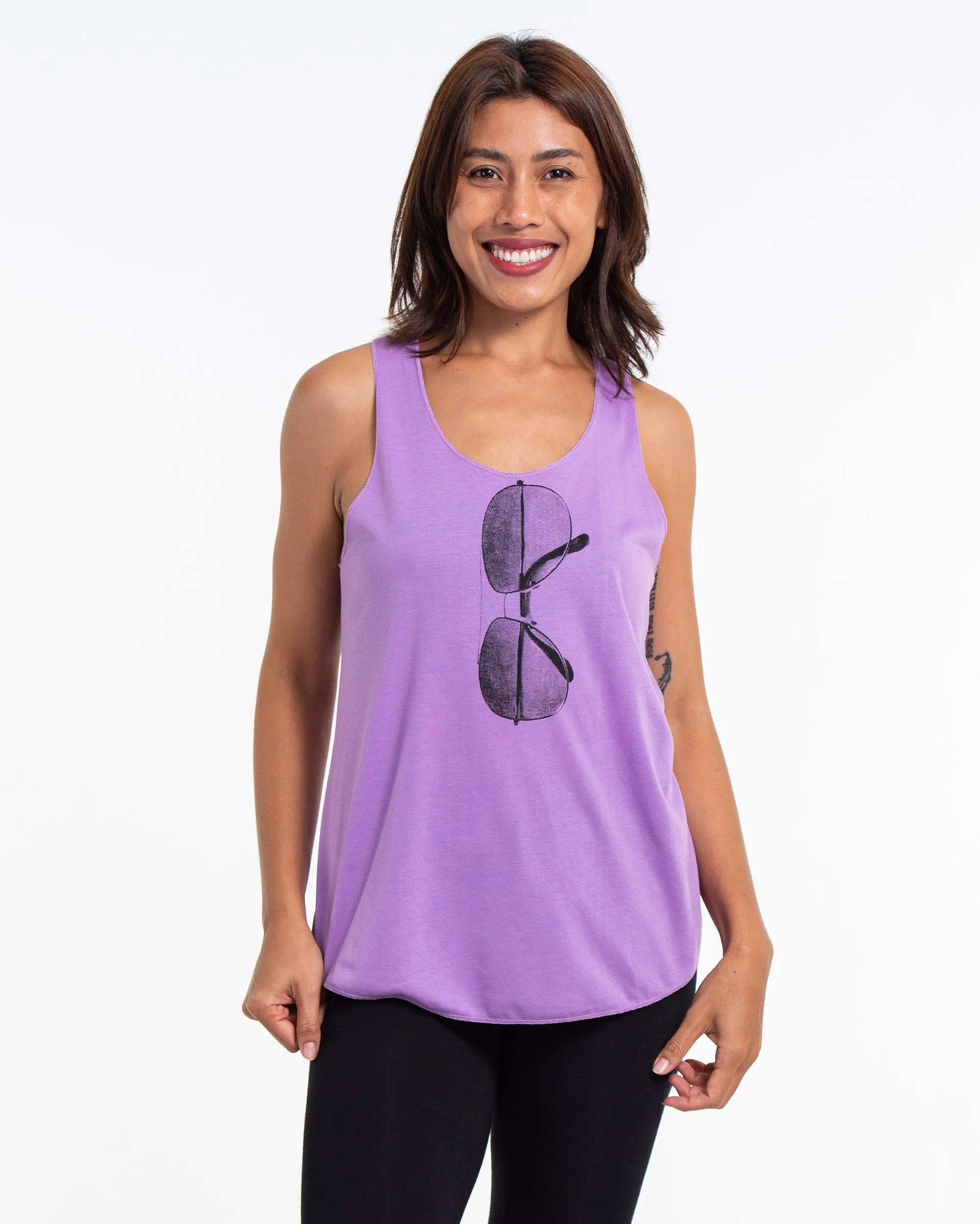 Super Soft Cotton Womens Sunglasses Tank Top in Violet