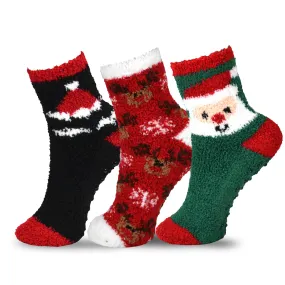 TeeHee Socks Kid's Christmas Polyester Short Crew Santa 3-Pack (70945)