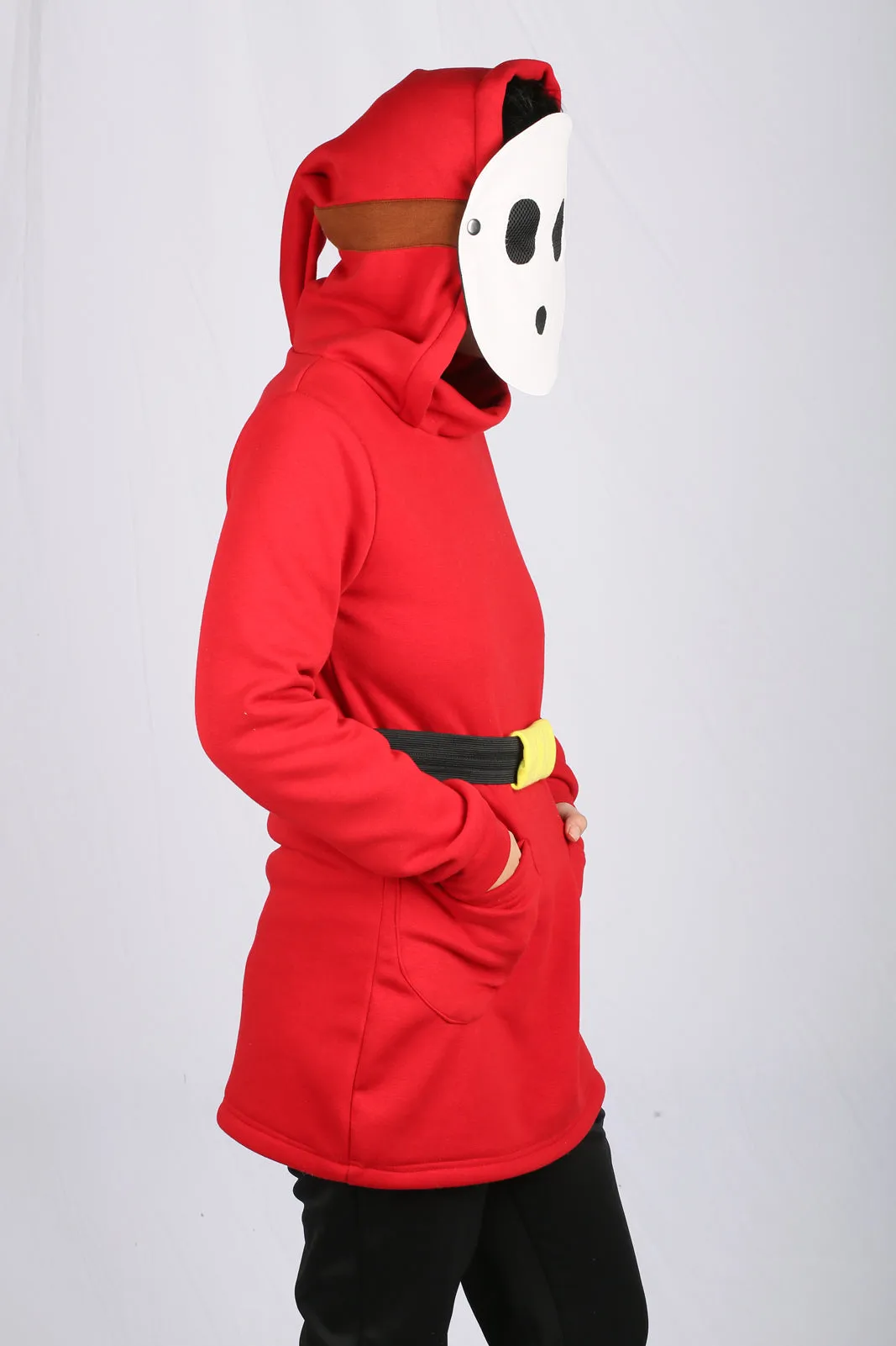 Xcoser Mario Series Shy Guy Hoodie Women's Hooded Black Sweatshirt Cosplay Costume