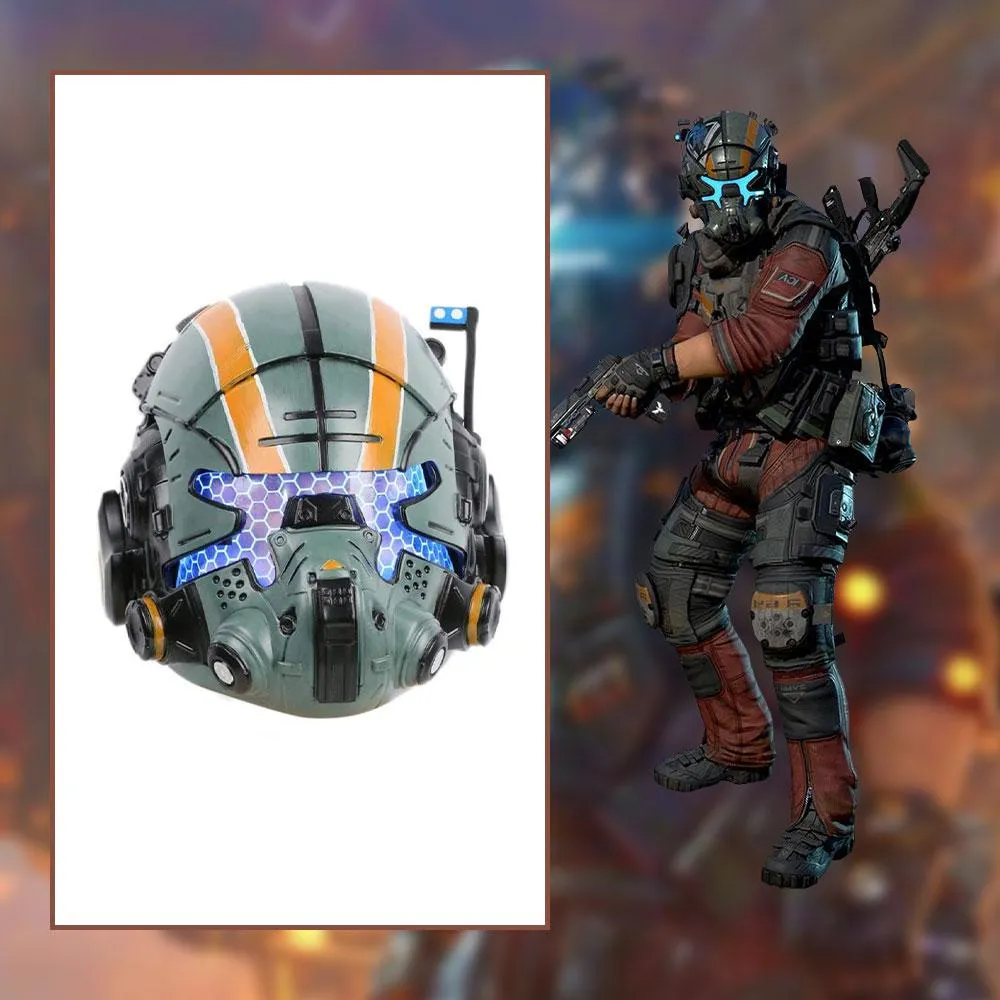 Xcoser Titanfall 2 Jack Cooper Helmet Green Resin Glow Eyes Mask