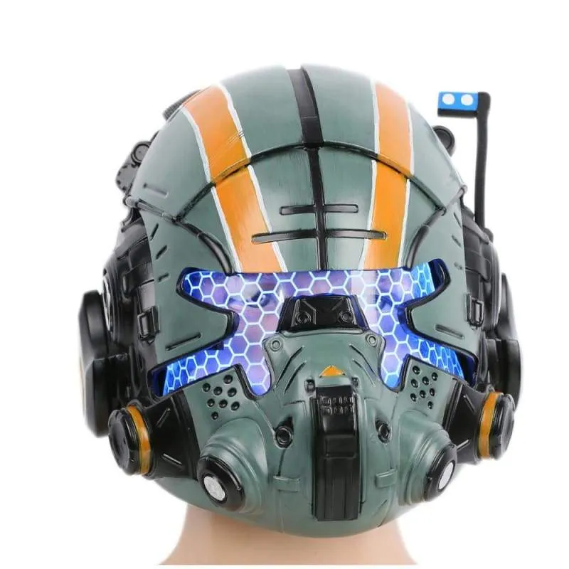 Xcoser Titanfall 2 Jack Cooper Helmet Green Resin Glow Eyes Mask