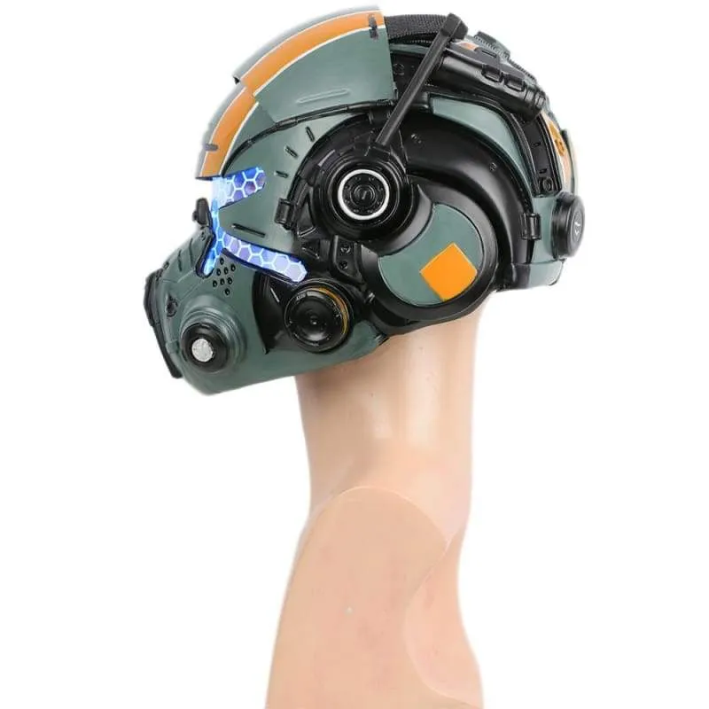 Xcoser Titanfall 2 Jack Cooper Helmet Green Resin Glow Eyes Mask